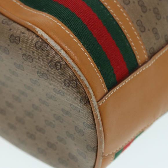 GUCCI Micro GG Supreme Web Sherry Line Shoulder Bag PVC Brown Gold Auth 88809 - Picture 15 of 16